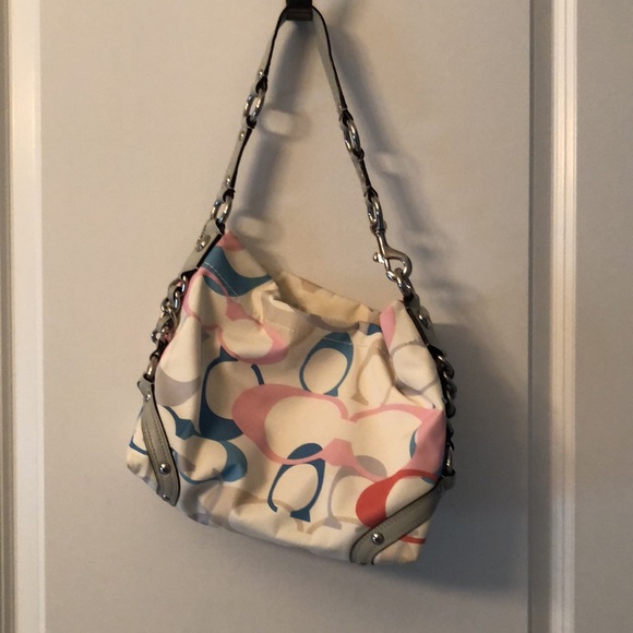 Small hobo coach purse white with many summer colors - Picture 2 of 6